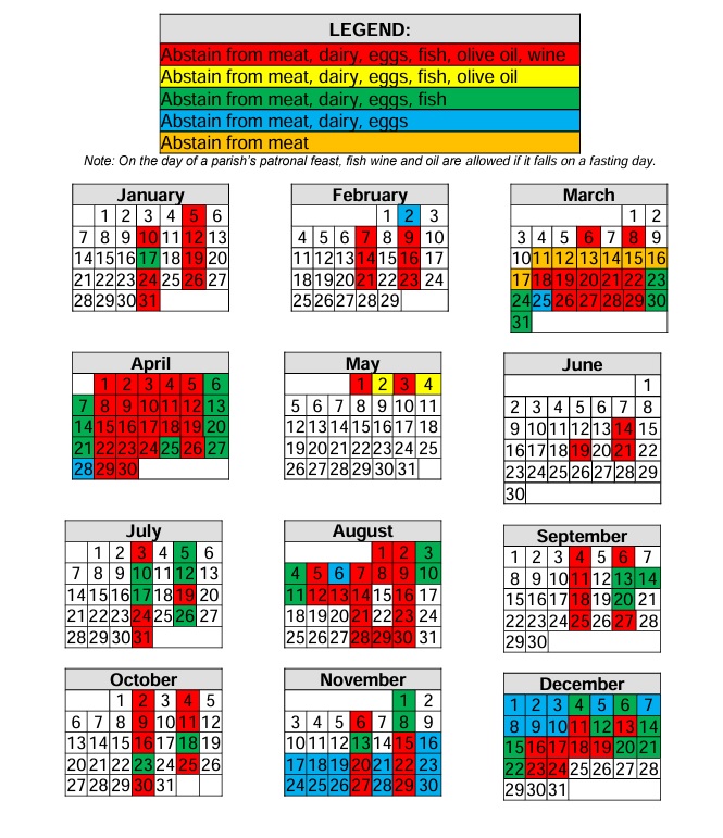 Orthodox Fasting Calendar 2024 Janine Kimmie